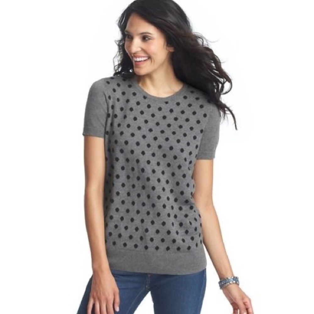 LOFT short sleeve polka dot sweater